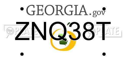 ZNQ38T Georgia License Plate