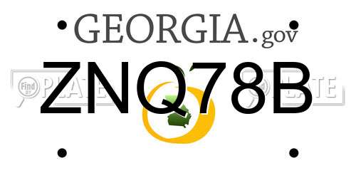 ZNQ78B Georgia License Plate