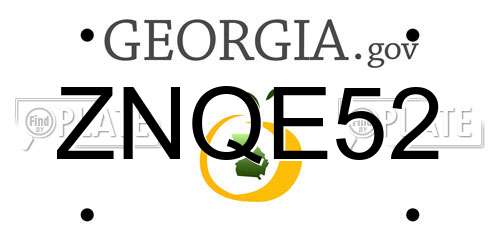 ZNQE52 Georgia License Plate