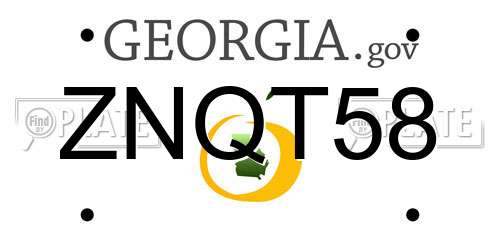 ZNQT58 Georgia License Plate