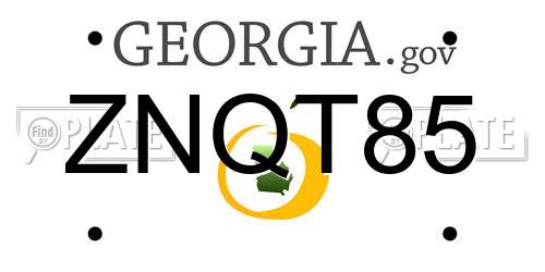 ZNQT85 Georgia License Plate