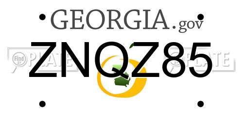 ZNQZ85 Georgia License Plate