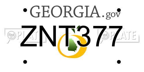 ZNT377 Georgia License Plate