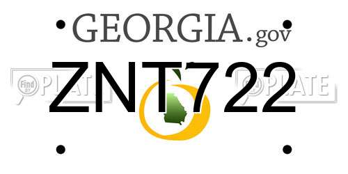 ZNT722 Georgia License Plate