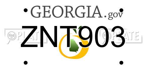 ZNT903 Georgia License Plate