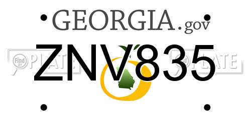 ZNV835 Georgia License Plate