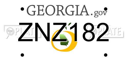 ZNZ182 Georgia License Plate