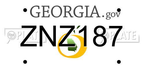 ZNZ187 Georgia License Plate
