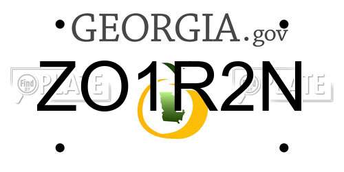 ZO1R2N Georgia License Plate