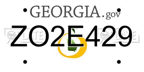 ZO2E429 Georgia License Plate