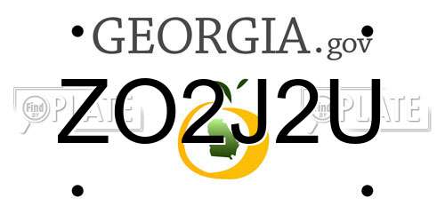 ZO2J2U Georgia License Plate