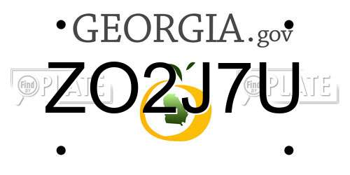 ZO2J7U Georgia License Plate