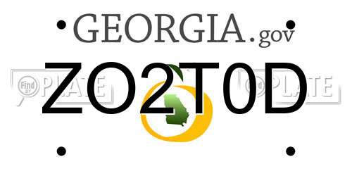 ZO2T0D Georgia License Plate
