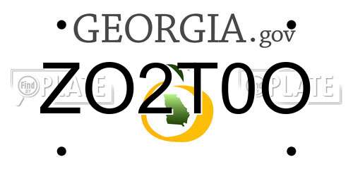 ZO2T0O Georgia License Plate
