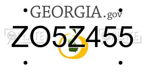 ZO5Z455 Georgia License Plate
