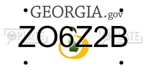 ZO6Z2B Georgia License Plate