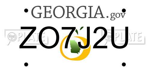 ZO7J2U Georgia License Plate