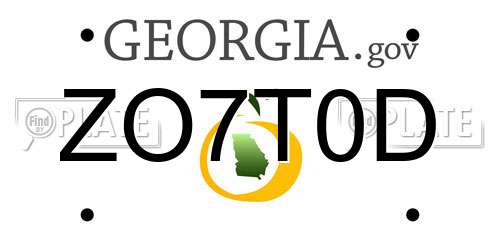 ZO7T0D Georgia License Plate