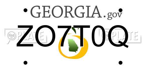 ZO7T0Q Georgia License Plate