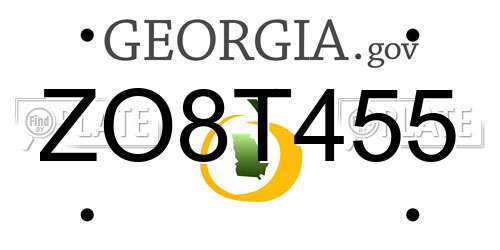 ZO8T455 Georgia License Plate