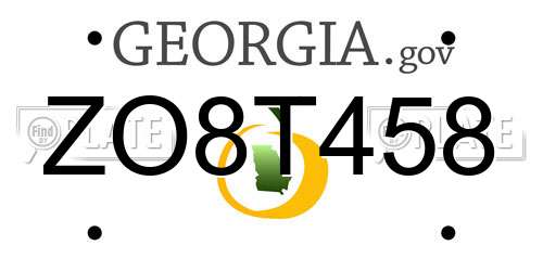 ZO8T458 Georgia License Plate