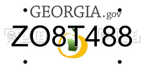 ZO8T488 Georgia License Plate