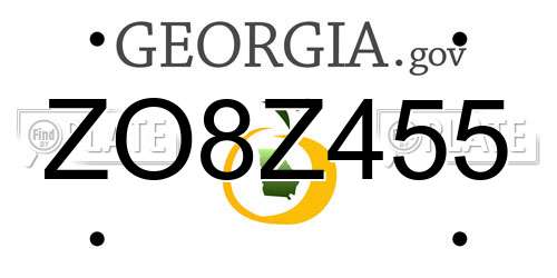 ZO8Z455 Georgia License Plate