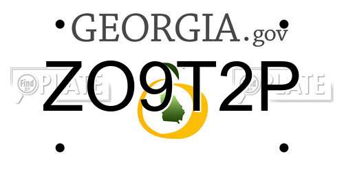 ZO9T2P Georgia License Plate