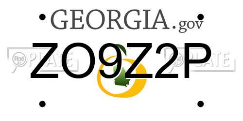 ZO9Z2P Georgia License Plate