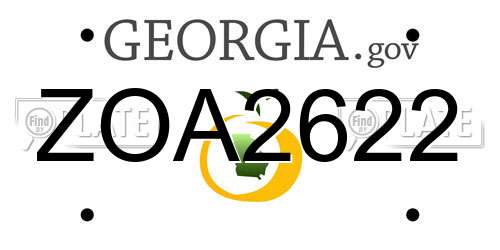 ZOA2622 Georgia License Plate