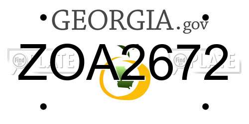 ZOA2672 Georgia License Plate