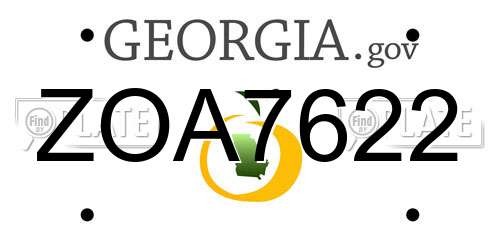 ZOA7622 Georgia License Plate