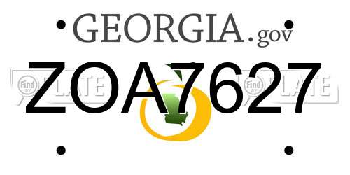 ZOA7627 Georgia License Plate