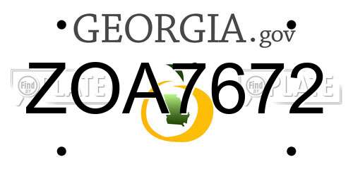 ZOA7672 Georgia License Plate