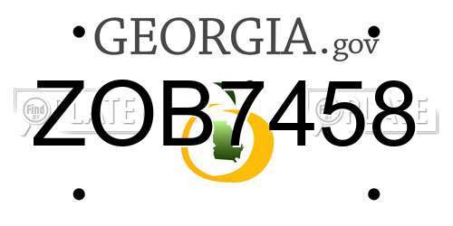 ZOB7458 Georgia License Plate
