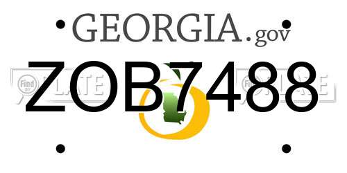 ZOB7488 Georgia License Plate