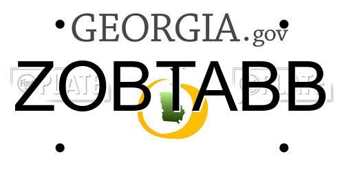 ZOBTABB Georgia License Plate
