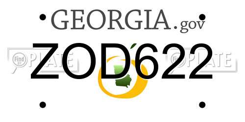 ZOD622 Georgia License Plate
