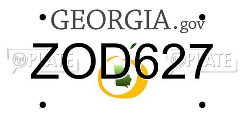 ZOD627 Georgia License Plate
