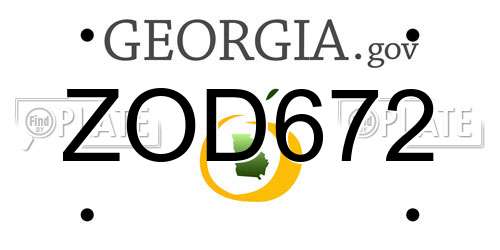 ZOD672 Georgia License Plate
