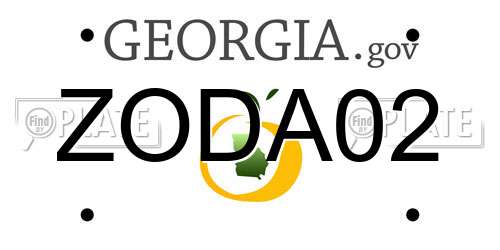 ZODA02 Georgia License Plate