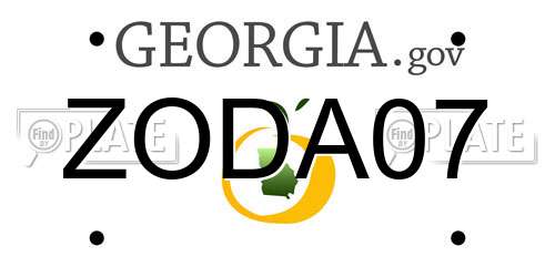 ZODA07 Georgia License Plate