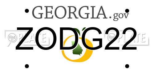 ZODG22 Georgia License Plate