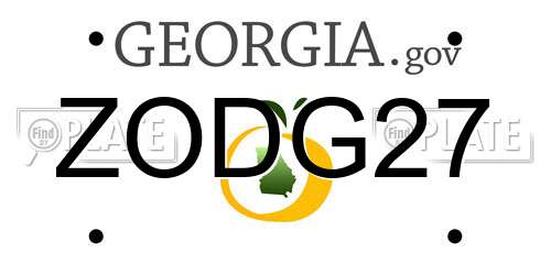 ZODG27 Georgia License Plate