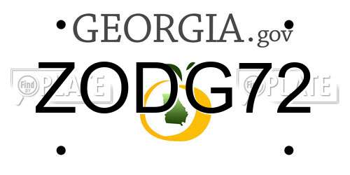 ZODG72 Georgia License Plate