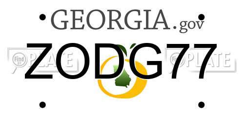 ZODG77 Georgia License Plate