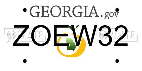 ZOEW32 Georgia License Plate