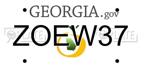 ZOEW37 Georgia License Plate