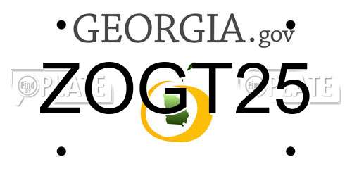 ZOGT25 Georgia License Plate