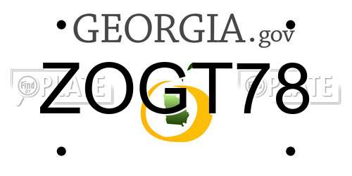 ZOGT78 Georgia License Plate